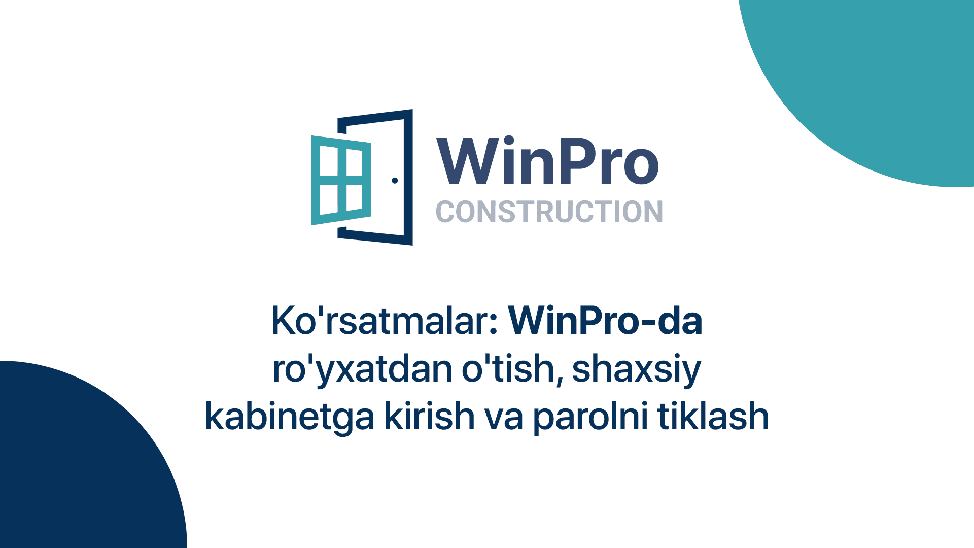 WinPro-da ro'yxatdan o'tish